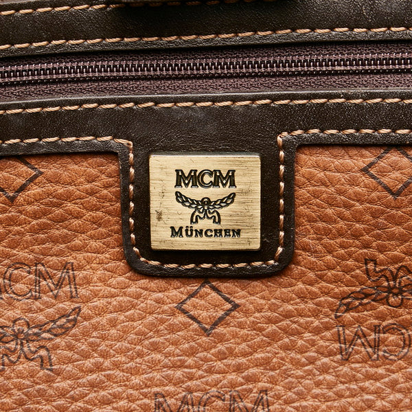 エム シー エム ヴィセトス ロゴグラム トートバッグ ブラウン ブラック PVC レザー レディース MCM 【中古】