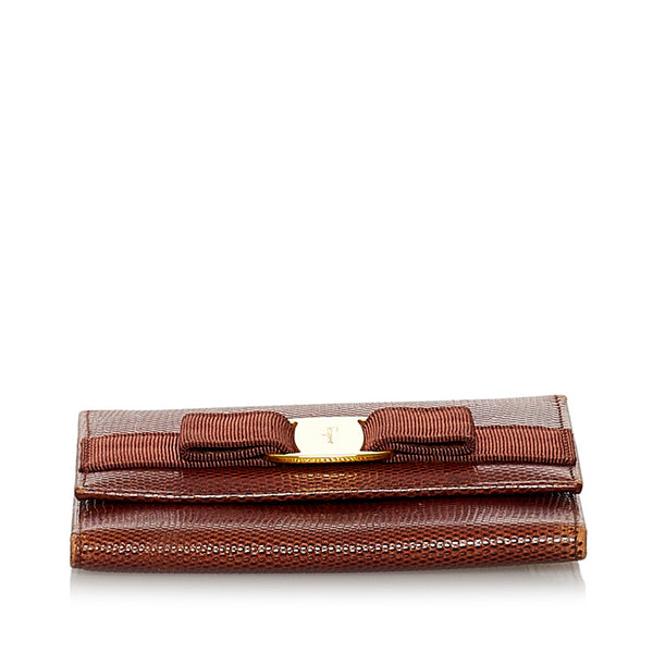 サルヴァトーレフェラガモ ヴァラリボン ショルダーウォレット 22 5619 ブラウン レザー レディース Salvatore Ferragamo 【中古】