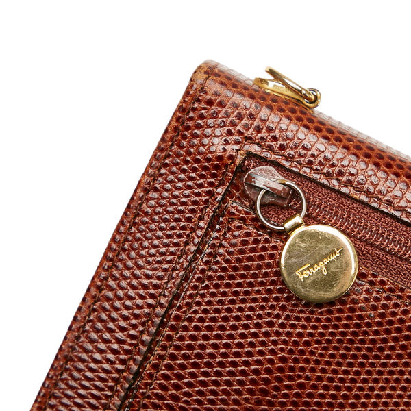 サルヴァトーレフェラガモ ヴァラリボン ショルダーウォレット 22 5619 ブラウン レザー レディース Salvatore Ferragamo 【中古】