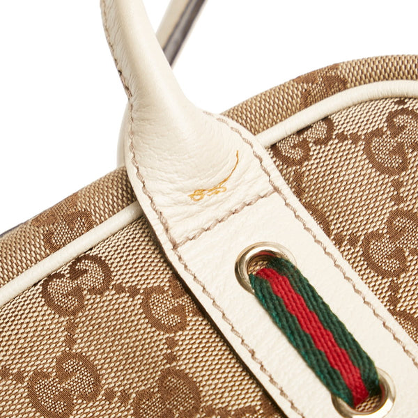 グッチ GGキャンバス プリンシー シェリーライン ハンドバッグ 161720 ベージュ ホワイト キャンバス レザー レディース GUCCI 【中古】