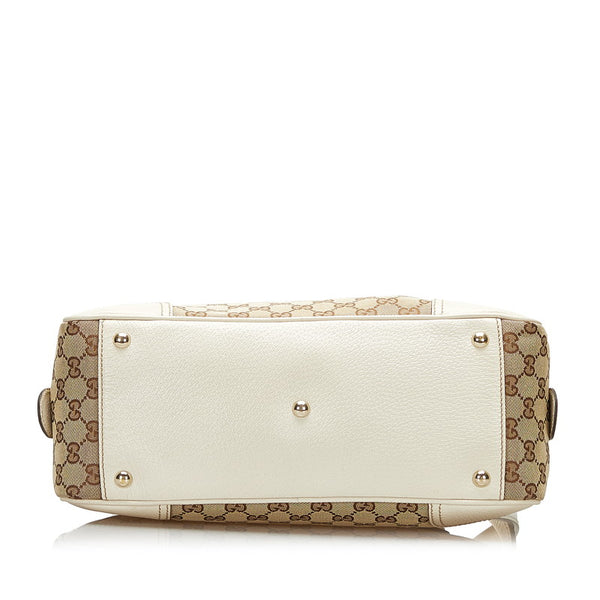 グッチ GGキャンバス プリンシー シェリーライン ハンドバッグ 161720 ベージュ ホワイト キャンバス レザー レディース GUCCI 【中古】
