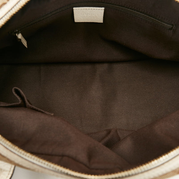 グッチ GGキャンバス プリンシー シェリーライン ハンドバッグ 161720 ベージュ ホワイト キャンバス レザー レディース GUCCI 【中古】