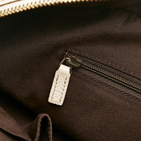 グッチ GGキャンバス プリンシー シェリーライン ハンドバッグ 161720 ベージュ ホワイト キャンバス レザー レディース GUCCI 【中古】