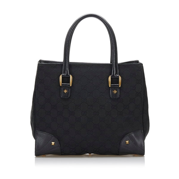 グッチ GGキャンバス ハンドバッグ 120895 ブラック キャンバス レザー レディース GUCCI 【中古】