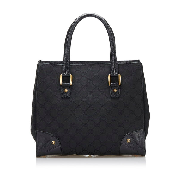 グッチ GGキャンバス ハンドバッグ 120895 ブラック キャンバス レザー レディース GUCCI 【中古】