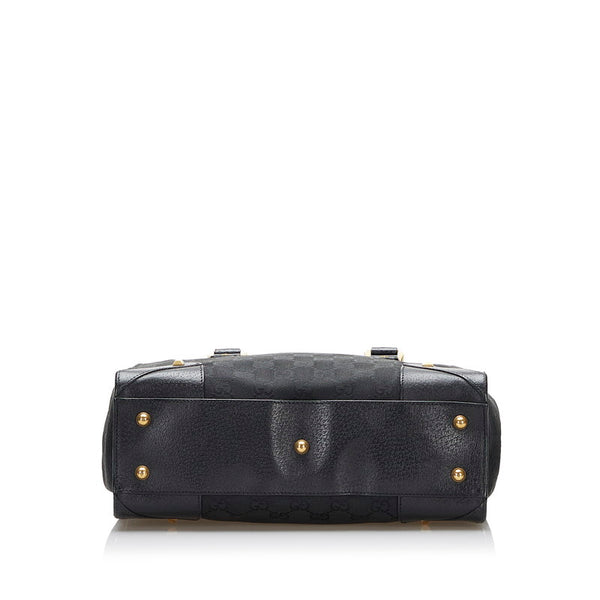 グッチ GGキャンバス ハンドバッグ 120895 ブラック キャンバス レザー レディース GUCCI 【中古】