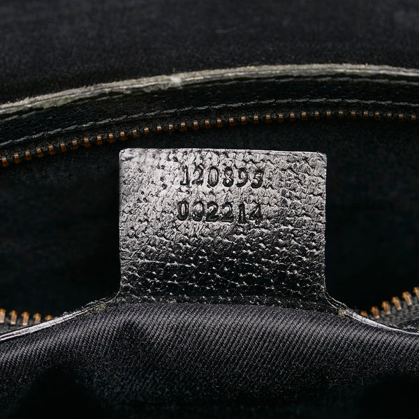 グッチ GGキャンバス ハンドバッグ 120895 ブラック キャンバス レザー レディース GUCCI 【中古】