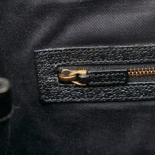 グッチ GGキャンバス ハンドバッグ 120895 ブラック キャンバス レザー レディース GUCCI 【中古】