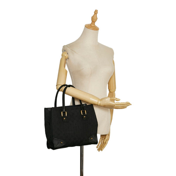 グッチ GGキャンバス ハンドバッグ 120895 ブラック キャンバス レザー レディース GUCCI 【中古】