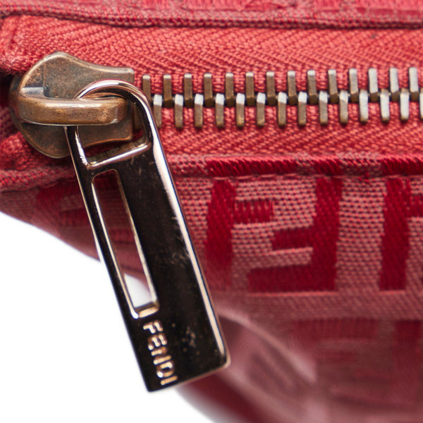フェンディ ズッキーノ ハンドバッグ トートバッグ 8BH022 レッド キャンバス レザー レディース FENDI 【中古】