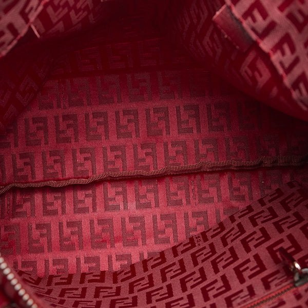 フェンディ ズッキーノ ハンドバッグ トートバッグ 8BH022 レッド キャンバス レザー レディース FENDI 【中古】