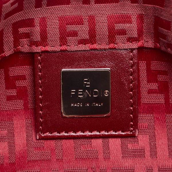 フェンディ ズッキーノ ハンドバッグ トートバッグ 8BH022 レッド キャンバス レザー レディース FENDI 【中古】