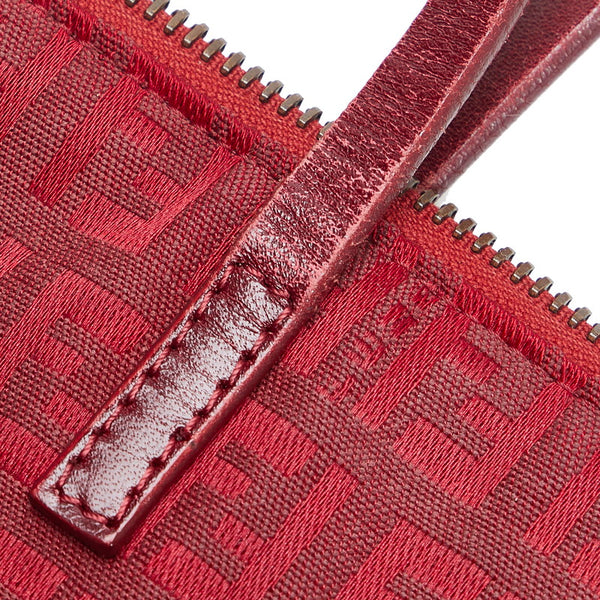 フェンディ ズッキーノ ハンドバッグ トートバッグ 8BH022 レッド キャンバス レザー レディース FENDI 【中古】