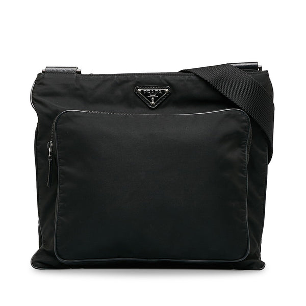 プラダ 斜め掛け ショルダーバッグ ブラック ナイロン レザー レディース PRADA 【中古】