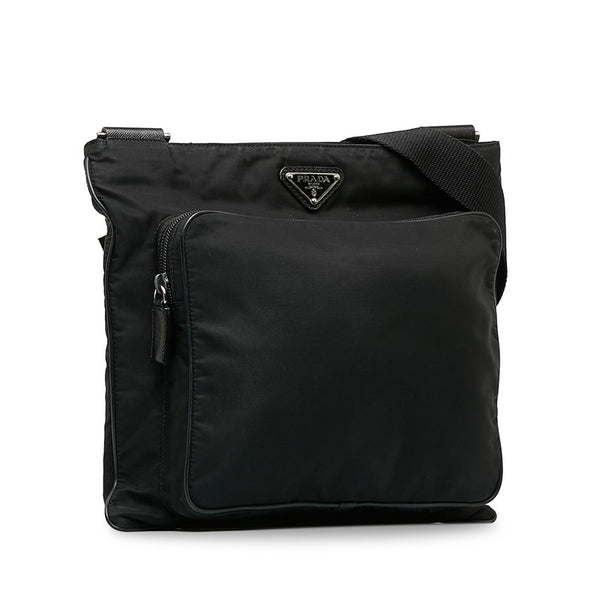 プラダ 斜め掛け ショルダーバッグ ブラック ナイロン レザー レディース PRADA 【中古】