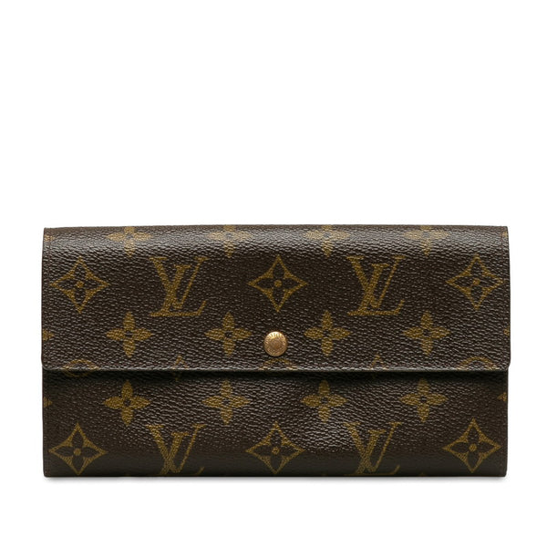 ルイ ヴィトン モノグラム ポシェット ポルト モネ クレディ 長財布 M61726 ブラウン PVC レザー レディース LOUIS VUITTON 【中古】