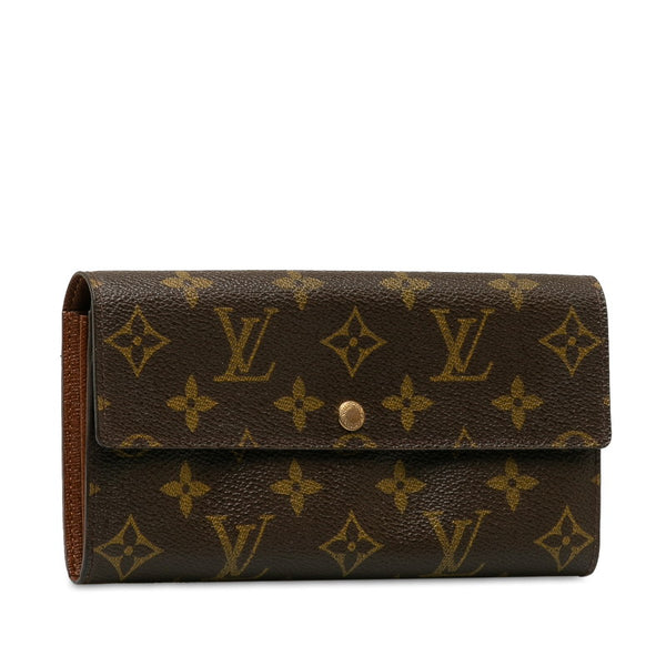 ルイ ヴィトン モノグラム ポシェット ポルト モネ クレディ 長財布 M61726 ブラウン PVC レザー レディース LOUIS VUITTON 【中古】