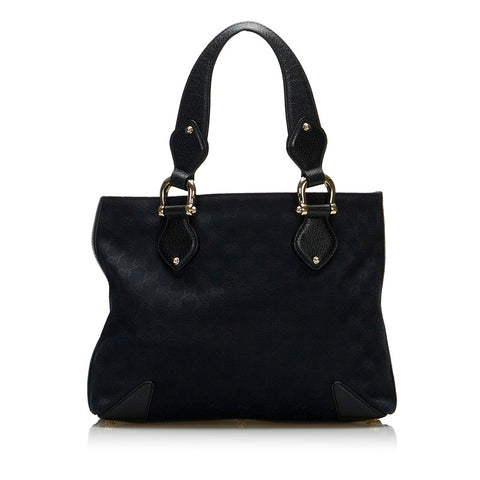 グッチ GGキャンバス ハンドバッグ トートバッグ 492783 ブラック キャンバス レザー レディース GUCCI 【中古】