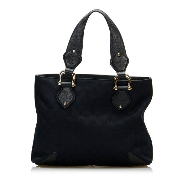 グッチ GGキャンバス ハンドバッグ トートバッグ 492783 ブラック キャンバス レザー レディース GUCCI 【中古】