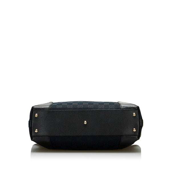 グッチ GGキャンバス ハンドバッグ トートバッグ 492783 ブラック キャンバス レザー レディース GUCCI 【中古】