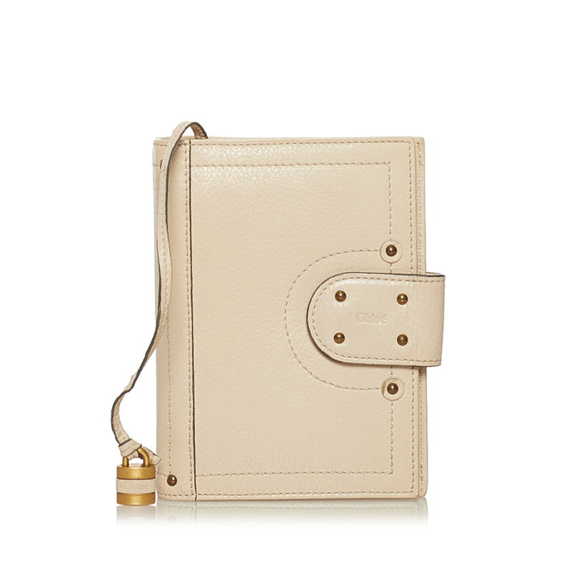 クロエ パディントン 手帳カバー システム手帳 ミニ6穴 アイボリー レザー レディース Chloe 【中古】