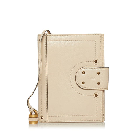 クロエ パディントン 手帳カバー システム手帳 ミニ6穴 アイボリー レザー レディース Chloe 【中古】