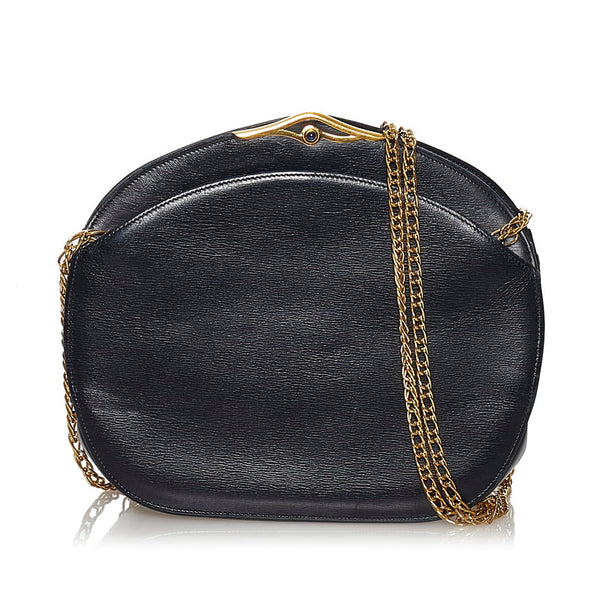 カルティエ サファイアライン チェーン ショルダーバッグ ブラック レザー レディース CARTIER 【中古】