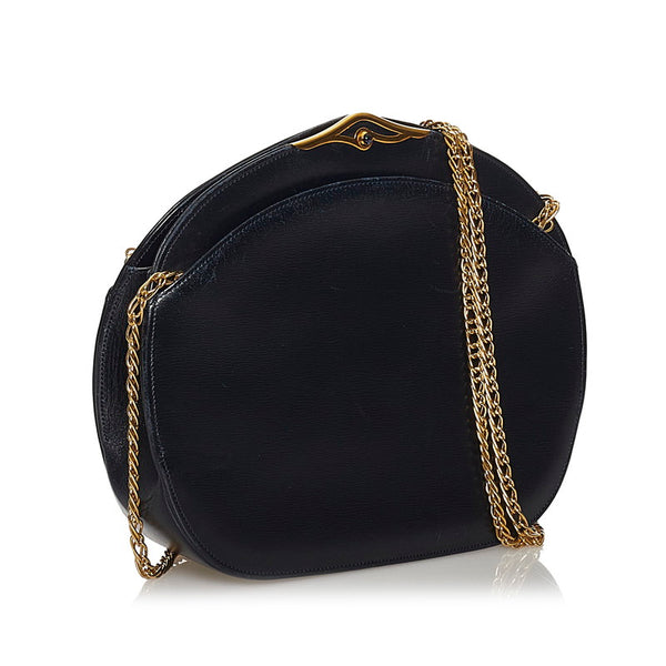 カルティエ サファイアライン チェーン ショルダーバッグ ブラック レザー レディース CARTIER 【中古】