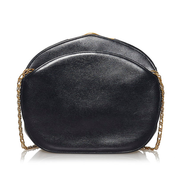 カルティエ サファイアライン チェーン ショルダーバッグ ブラック レザー レディース CARTIER 【中古】