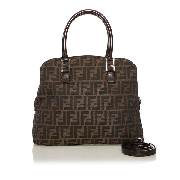 フェンディ ズッカ ハンドバッグ ショルダーバッグ 2WAY ブラウン キャンバス レザー レディース FENDI 【中古】