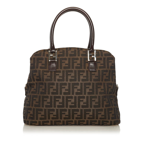 フェンディ ズッカ ハンドバッグ ショルダーバッグ 2WAY ブラウン キャンバス レザー レディース FENDI 【中古】