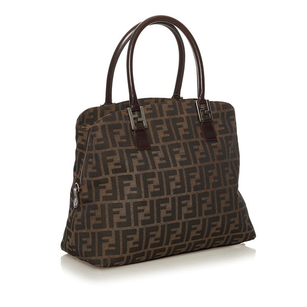 フェンディ ズッカ ハンドバッグ ショルダーバッグ 2WAY ブラウン キャンバス レザー レディース FENDI 【中古】