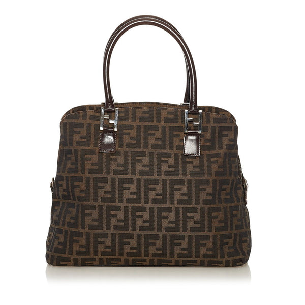 フェンディ ズッカ ハンドバッグ ショルダーバッグ 2WAY ブラウン キャンバス レザー レディース FENDI 【中古】