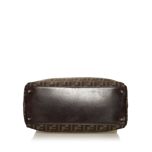 フェンディ ズッカ ハンドバッグ ショルダーバッグ 2WAY ブラウン キャンバス レザー レディース FENDI 【中古】