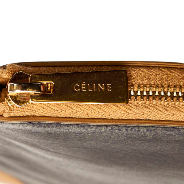 セリーヌ バイカラー クラッチバッグ ブラック ブラウン レザー レディース CELINE 【中古】