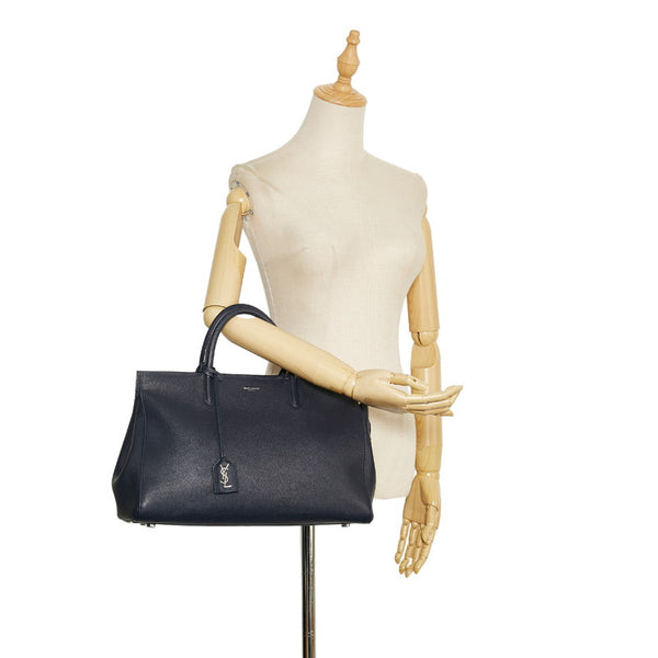 サンローラン カバ リヴゴーシュ ハンドバッグ ネイビー レザー レディース SAINT LAURENT 【中古】