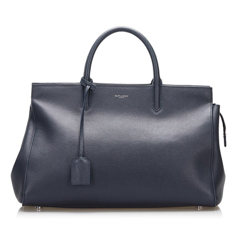 サンローラン カバ リヴゴーシュ ハンドバッグ ネイビー レザー レディース SAINT LAURENT 【中古】