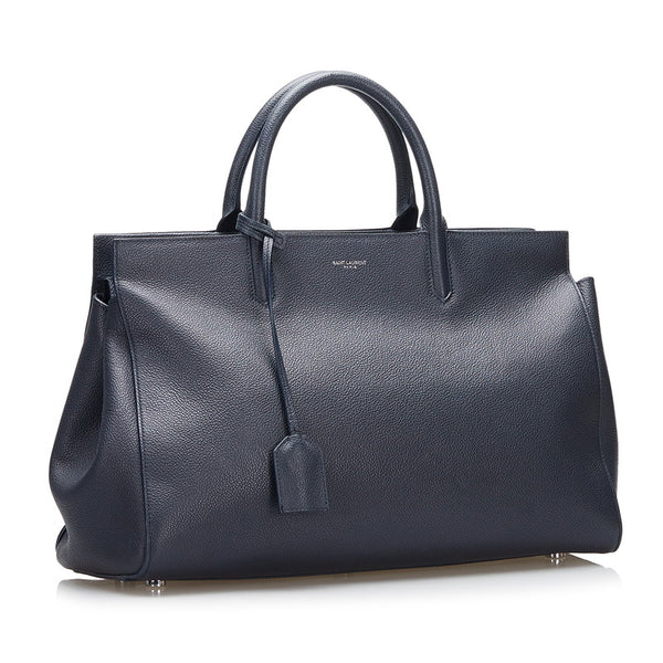 サンローラン カバ リヴゴーシュ ハンドバッグ ネイビー レザー レディース SAINT LAURENT 【中古】