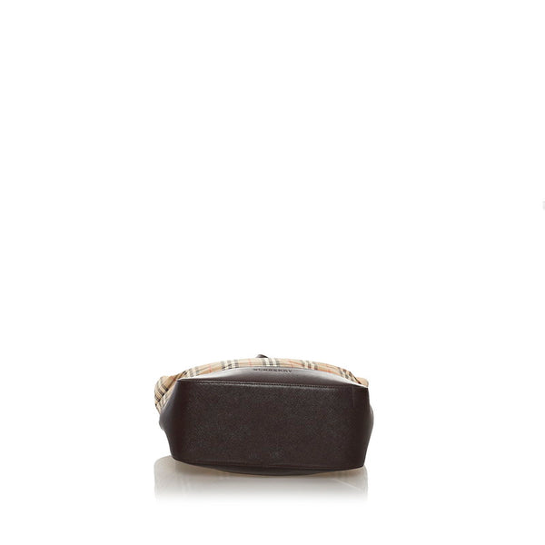 バーバリー ノバチェック シャドーホース トートバッグ ショルダーバッグ ベージュ キャンバス レザー レディース BURBERRY 【中古】