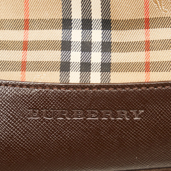 バーバリー ノバチェック シャドーホース トートバッグ ショルダーバッグ ベージュ キャンバス レザー レディース BURBERRY 【中古】