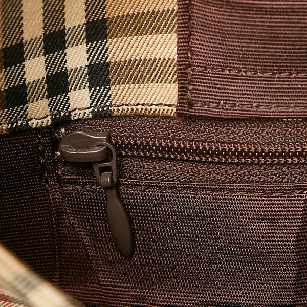 バーバリー ノバチェック シャドーホース トートバッグ ショルダーバッグ ベージュ キャンバス レザー レディース BURBERRY 【中古】