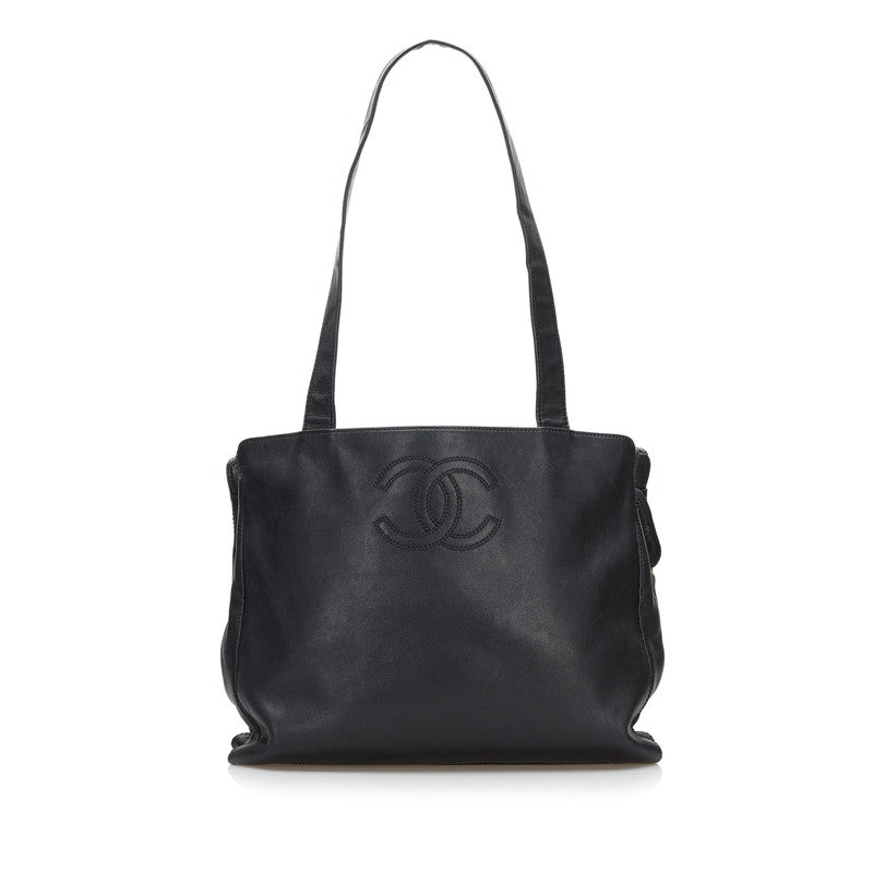 シャネル ココマーク ショルダーバッグ ブラック ラムスキン レディース CHANEL 【中古】