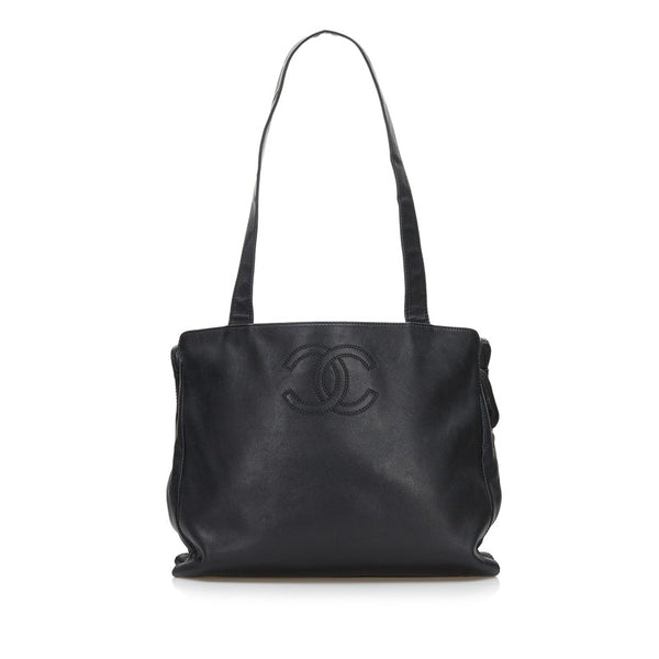 シャネル ココマーク ショルダーバッグ ブラック ラムスキン レディース CHANEL 【中古】