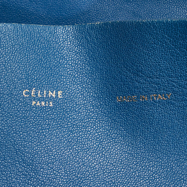 セリーヌ ホリゾンタルカバ ブルー ブラック レザー トートバッグ レディース CELINE 【中古】
