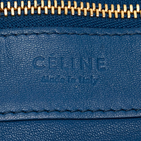 セリーヌ ホリゾンタルカバ ブルー ブラック レザー トートバッグ レディース CELINE 【中古】