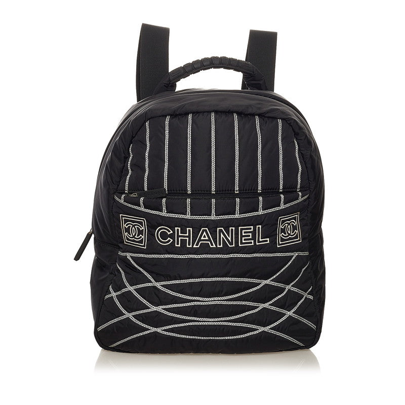シャネル スポーツライン リュック バックパック ブラック ナイロン レディース CHANEL 【中古】