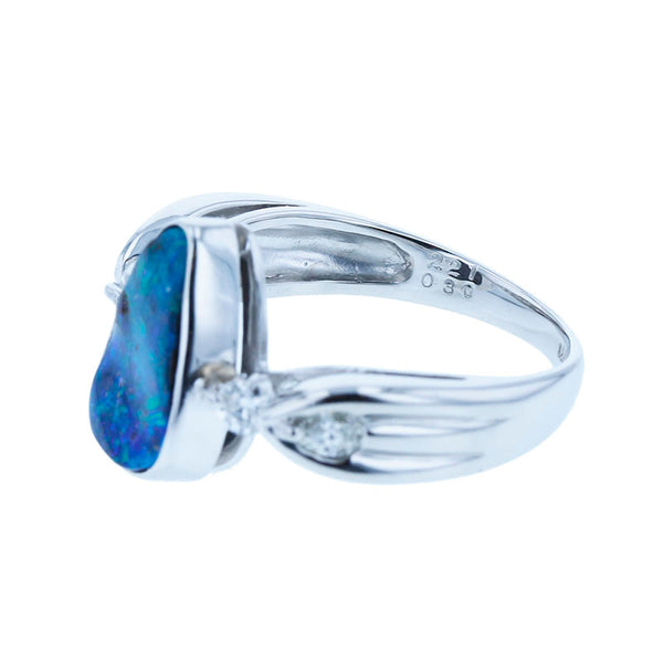 Pt900 プラチナ ボルダーオパール2.21ct ダイヤ0.30ct リング 指輪 レディース 13号 【中古】