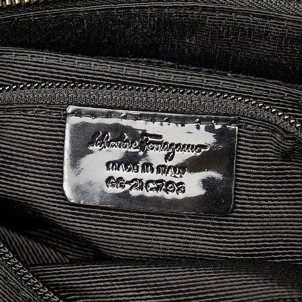 サルヴァトーレフェラガモ ヴァラリボン ブラック ナイロン パテントレザー ハンドバッグ ショルダーバッグ 2WAY レディース Salvatore Ferragamo 【中古】