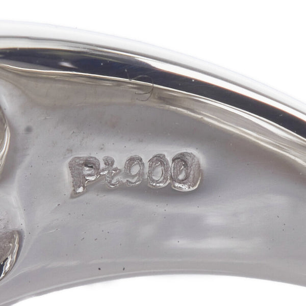 Pt900 プラチナ 黒蝶真珠11mm ダイヤ0.07ct リング 指輪 レディース 10.5号 【中古】