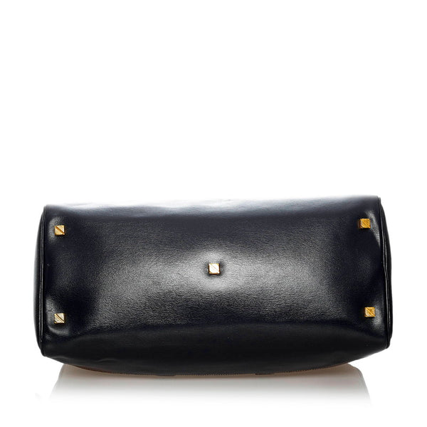 ロエベ ベラスケス ツイスト ボストンバッグ ブラウン ブラック レザー メンズ LOEWE 【中古】